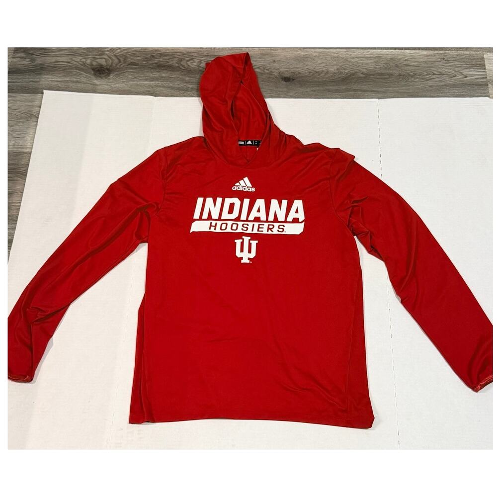 Adidas Indiana Hoosiers Hoodie Mens Medium Red Lightweight NCAA Pullover